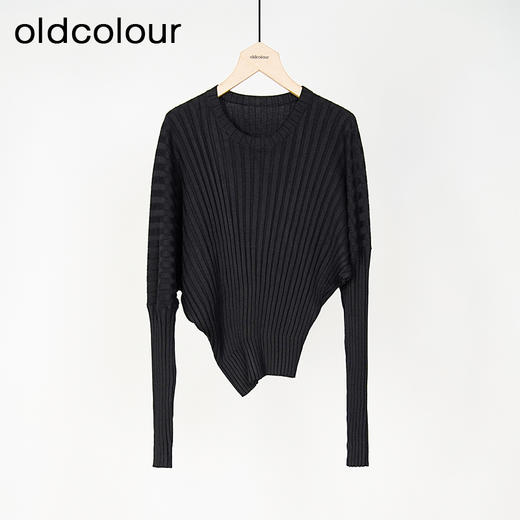 oldcolour春秋款黑色圆领短款长袖针织套头衫女O12052259 商品图0