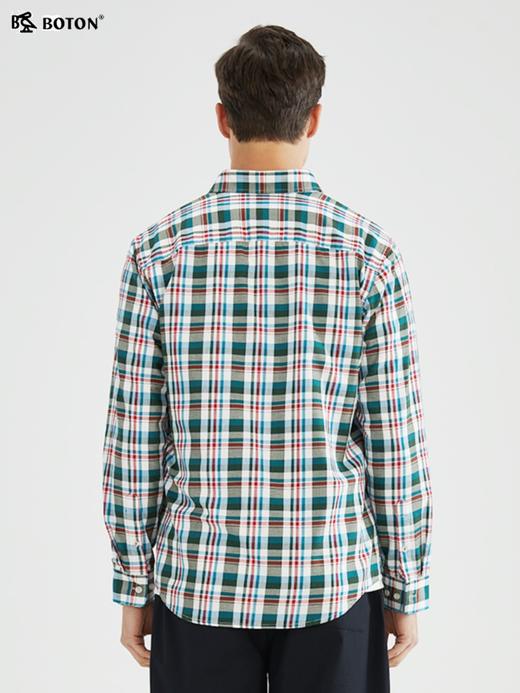 波顿【范丞丞同款格子衬衫】【吸湿透气】红绿白格子衬衫男士长袖MS699123 商品图3