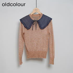 oldcolour春秋款复古气质百搭宽松娃娃领毛织套头衫女N34052474