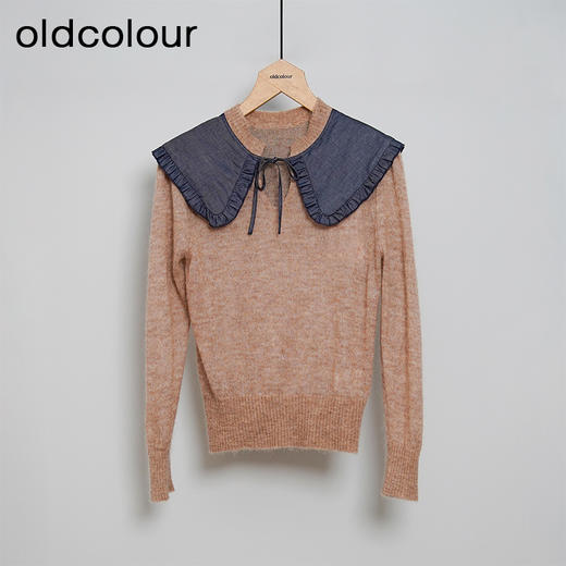 oldcolour春秋款复古气质百搭宽松娃娃领毛织套头衫女N34052474 商品图0