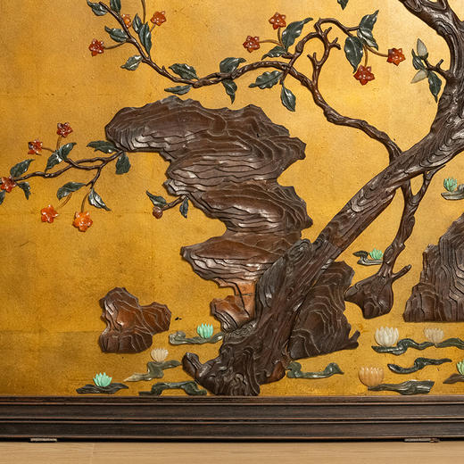 清 红木镶漆地百宝嵌花鸟纹挂屏 商品图3