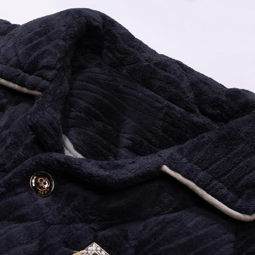 都市丽人都市锋尚睡衣夹棉系列长袖长毛绒烂花夹棉加厚男士加夹棉套装FHT1E2 商品图4