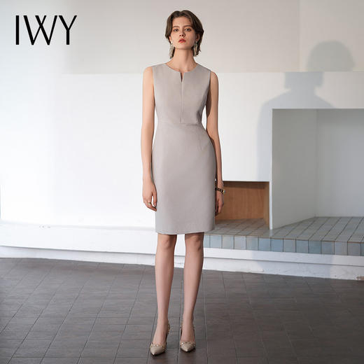 IWY/轻奢高级肌理感无袖背心连衣裙女修身内搭西装裙简约轻熟Q1206 商品图4