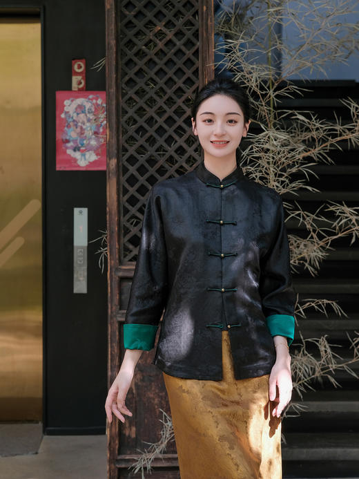 盛唐牡丹| 重缎香云纱提花纹外套 商品图0