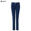 波顿秋冬紧身直筒牛仔裤女士高端高腰修身休闲加厚裤子LE281322 商品缩略图5