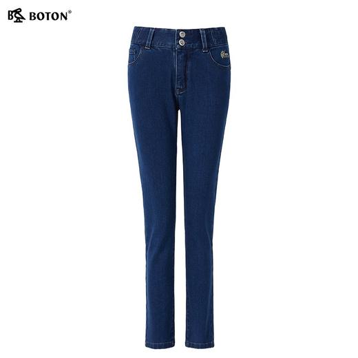 波顿秋冬紧身直筒牛仔裤女士高端高腰修身休闲加厚裤子LE281322 商品图5