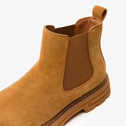 西遇切尔西靴子男2024新款秋冬复古英伦风棕色套筒靴低帮厚底短靴23945580 商品图5