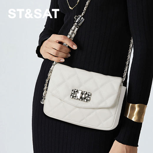 星期六时尚菱纹编织肌理扣饰链条包SSC521A01L 商品图2