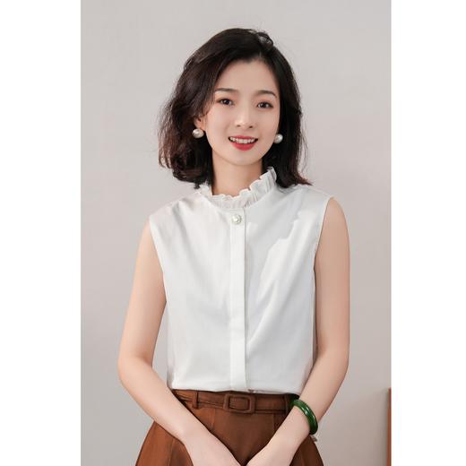 西子/【外套伴侣】丝光棉拉夫领无袖坎肩衬衫百搭上衣/CSHC002 商品图1