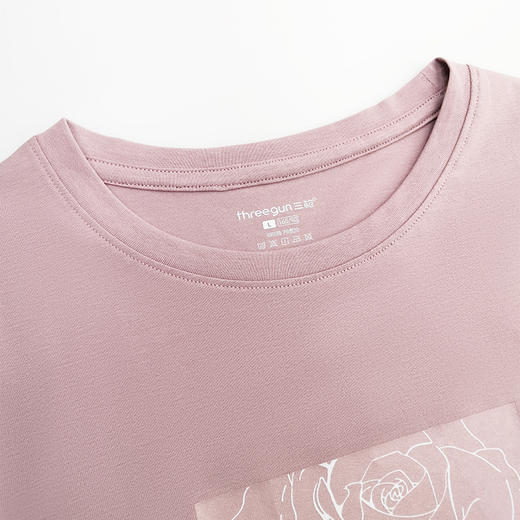 Threegun三枪 【抗菌棉】圆领印花女打底衫-24388A011 商品图3