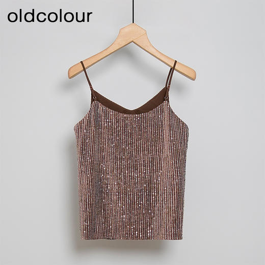 oldcolour亮片设计感气质V领内搭吊带背心女N30008011 商品图3