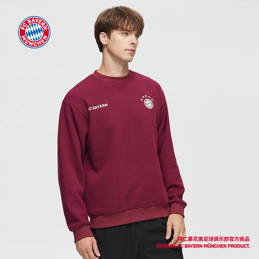 【官方正版】拜仁慕尼黑足球俱乐部｜户外长袖酒红华夫格男卫衣 商品图1