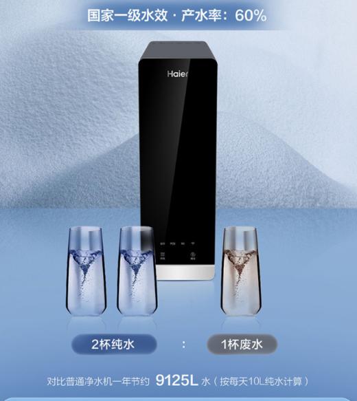 海尔净水器家用RO膜反渗透厨下式过滤水600G大通量直饮净水机一级水效手机屏显 商品图7