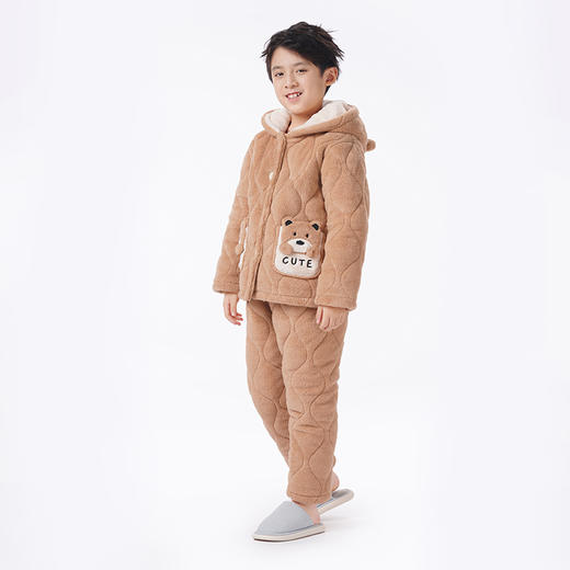 都市丽人眯雅佳睡衣亲情蜜语长袖长毛绒夹棉加厚童装中夹棉套装JHT9A8 商品图6