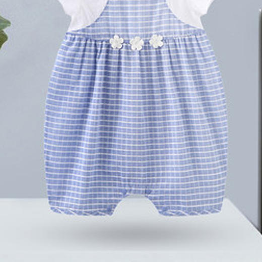 丽婴房-童衣类（夏）E1连身装\游戏裤浅蓝 商品图1