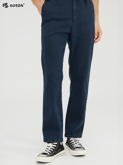 波顿牛仔裤男直筒火山岩秋冬季加绒加厚深蓝色高端弹力长裤子ME785321 商品图1