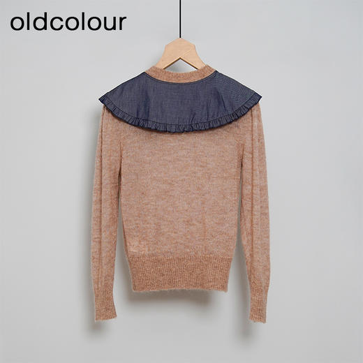 oldcolour春秋款复古气质百搭宽松娃娃领毛织套头衫女N34052474 商品图1