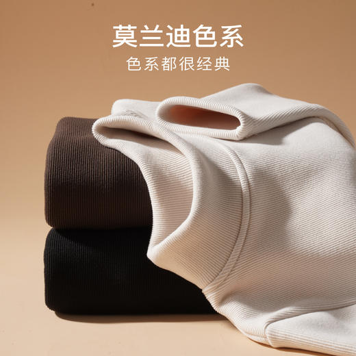 【加绒加厚】秋冬半高领女式打底衫时尚内搭上衣女一体加绒保暖螺纹4890螺纹椰绒打底衫 商品图5