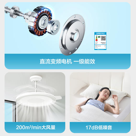 欧普（OPPLE）睿风侧发光餐厅风扇灯全光谱极简风防眩卧室隐形吊扇灯 商品图2