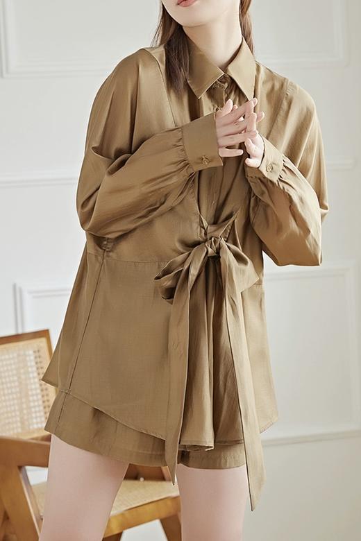 LNNNS 棕色丝质飘逸衬衫短裤套装 18462 商品图3