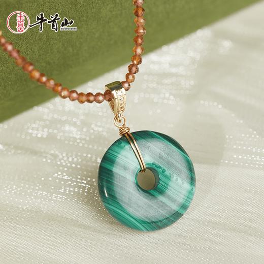 牛首山孔雀石项链竹节平安扣系列中国风优雅复古民族项链礼物饰品 商品图4