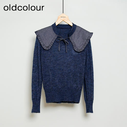 oldcolour春秋款复古气质百搭宽松娃娃领毛织套头衫女N34052474 商品图2