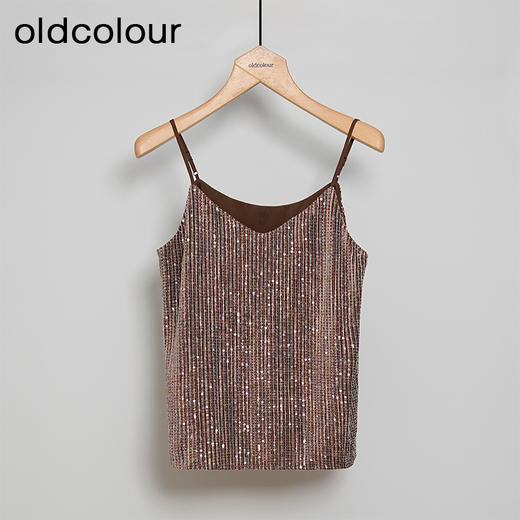oldcolour亮片设计感气质V领内搭吊带背心女N30008011 商品图2