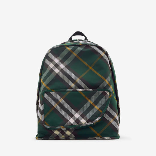 【一】BURBERRY 巴宝莉 男士复古格纹拉链盾牌双肩背包 格子 8080679 B8636 商品图0