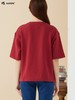 波顿夏季高端枣红色圆领t恤女短袖宽松纯色上衣简约LT282322 商品缩略图2
