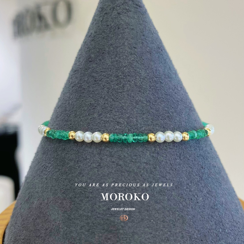 星愿·金豆手链｜mini珍珠×祖母绿