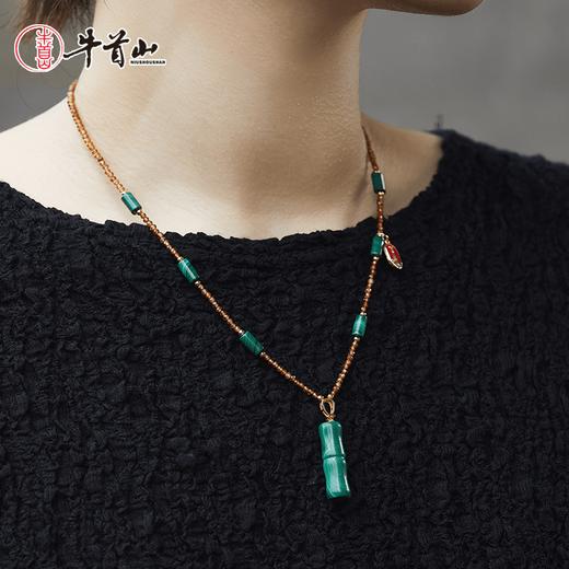 牛首山孔雀石项链竹节平安扣系列中国风优雅复古民族项链礼物饰品 商品图2