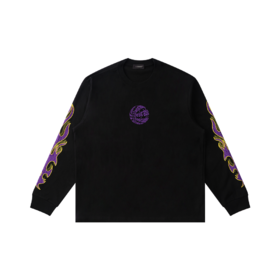 D.Desirable NY City vibe-臂火裂纹印花长袖T恤