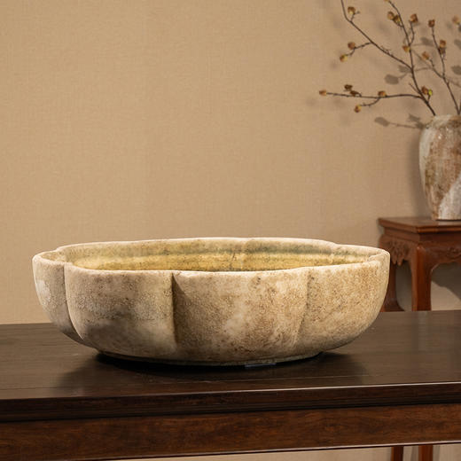 清 汉白玉花口赏盆 商品图1