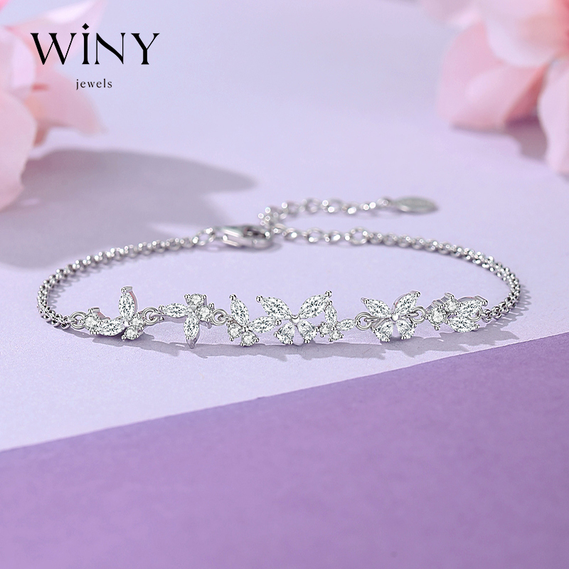 Winy925纯银紫藤花开手链送女友闺蜜节日生日礼物