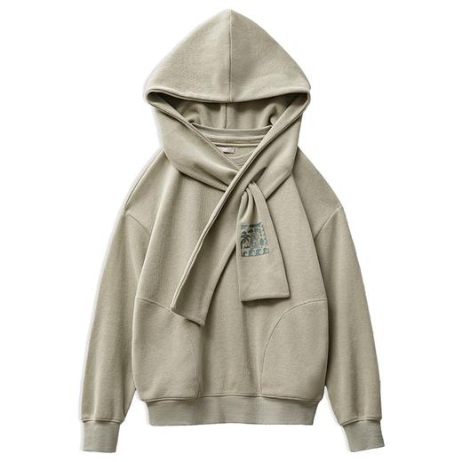 马登披肩式连帽卫衣女秋假两件叠穿慵懒风休闲上衣百搭宽松长袖外套 商品图5