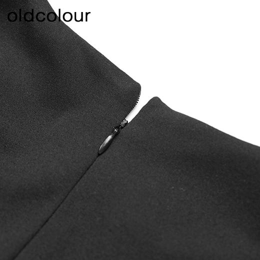 oldcolour春秋款黑色简约优雅通勤V领长袖连衣裙GL32103859 商品图4
