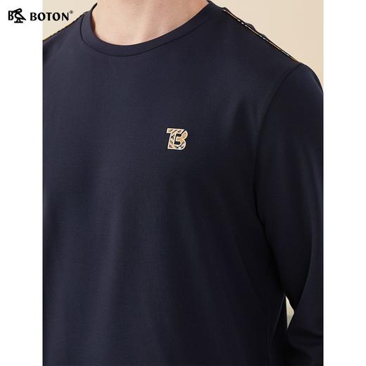 波顿春秋季男士百搭圆领针织长袖T恤休闲时尚精致上衣MT918123 商品图5