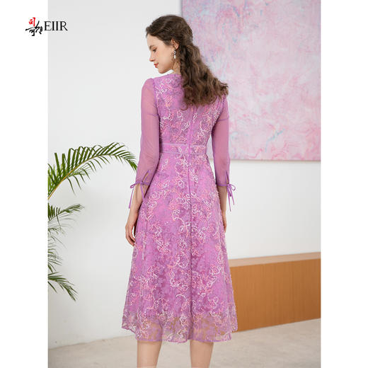 司歌圆领盘绣长袖连衣裙收腰A901072X 商品图3