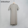 oldcolour灰色柔软舒适褶皱圆领设计感短袖连衣裙O21101134 商品缩略图1