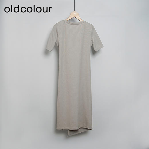 oldcolour灰色柔软舒适褶皱圆领设计感短袖连衣裙O21101134 商品图1
