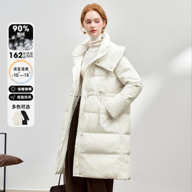 西遇黑色立领口袋设计感中长款羽绒服女冬季新款鸭绒面包服M0043187