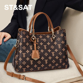 星期六经典老钱风大容量通勤手提包SSC521A02M