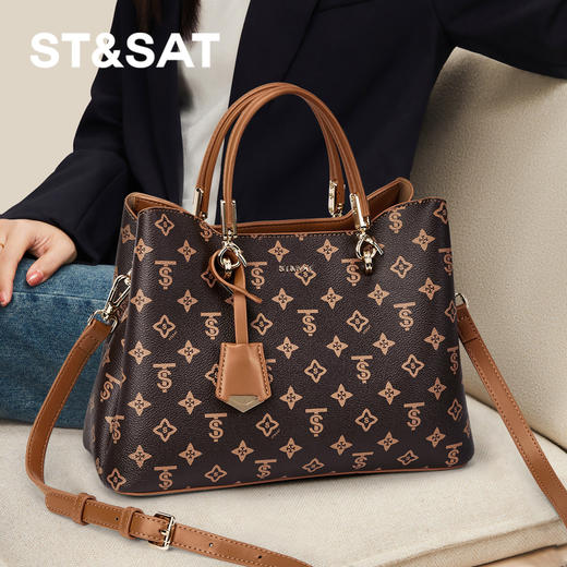 星期六经典老钱风大容量通勤手提包SSC521A02M 商品图0