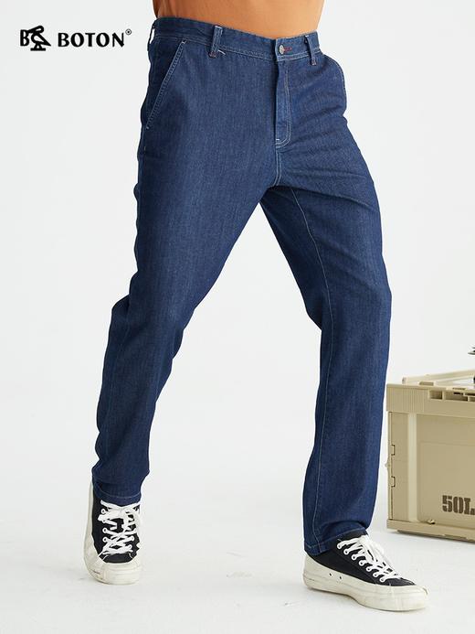 波顿春秋季薄款牛仔裤男士直筒高端棉弹舒适深蓝色夏天长裤子ME800122 商品图3