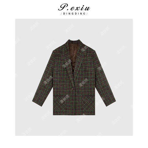 PanYiXiu/潘依绣【经典款升级版】格纹翻领西装外套 W-6243 商品图1