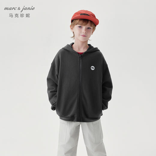 马克珍妮男童宽松运动连帽外套儿童休闲卫衣2024年秋装新款241032 商品图2