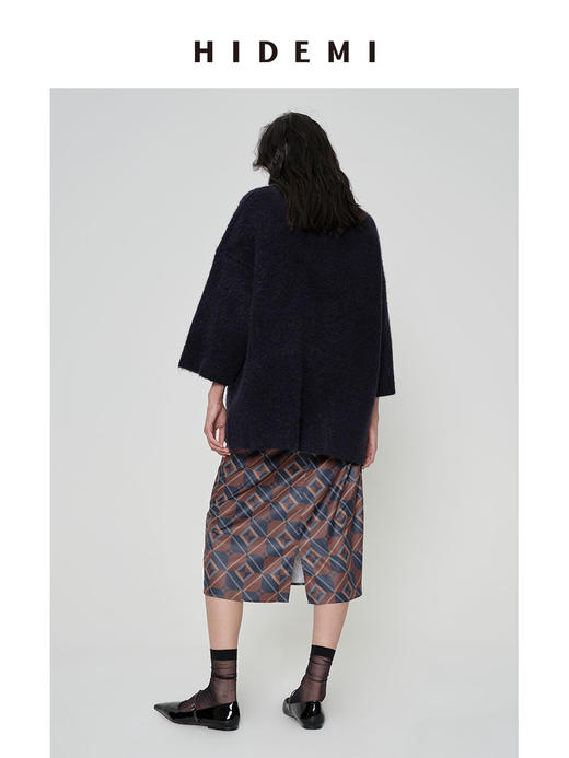 HIDEMI 经典几何印花系列极简缎面半身裙 商品图6