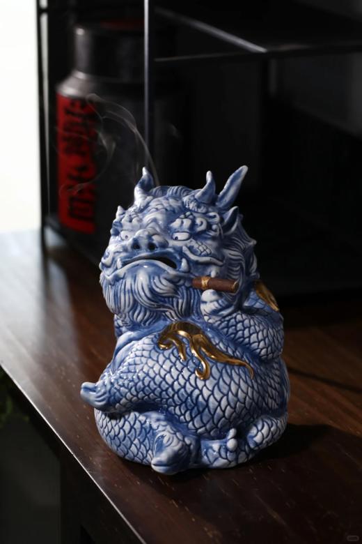 雪茄麒麟香炉-景德蓝【描金版高18 宽13】 商品图3