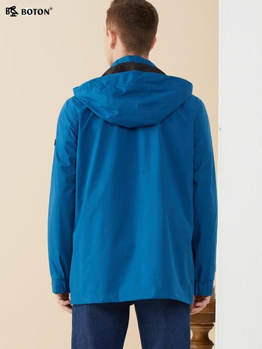 波顿秋季风衣中长款高端墨蓝色男士防水夹克外套立领连帽MJ952322 商品图3