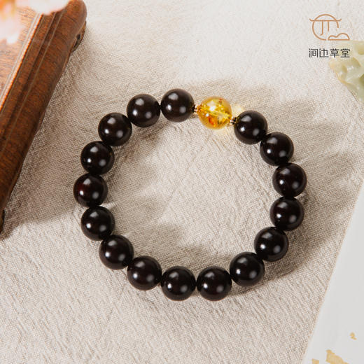 花珀顶珠清代檀香紫檀家具老料制手串直径1.2cm 商品图0